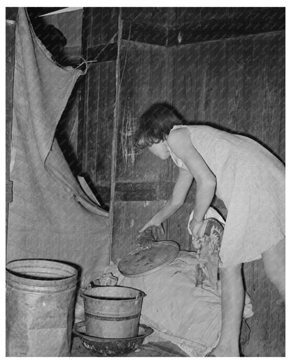Mexican Girl Heating Water Over Hot Coals Texas 1939