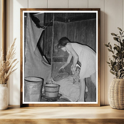 Mexican Girl Heating Water Over Hot Coals Texas 1939