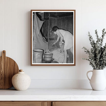 Mexican Girl Heating Water Over Hot Coals Texas 1939