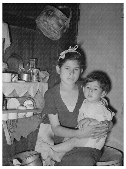 Mexican Girl with Baby Brother in Robstown Texas 1939