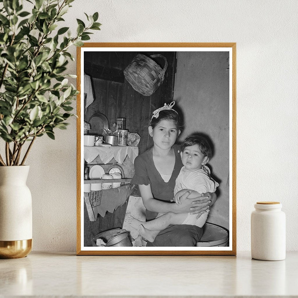 Mexican Girl with Baby Brother in Robstown Texas 1939