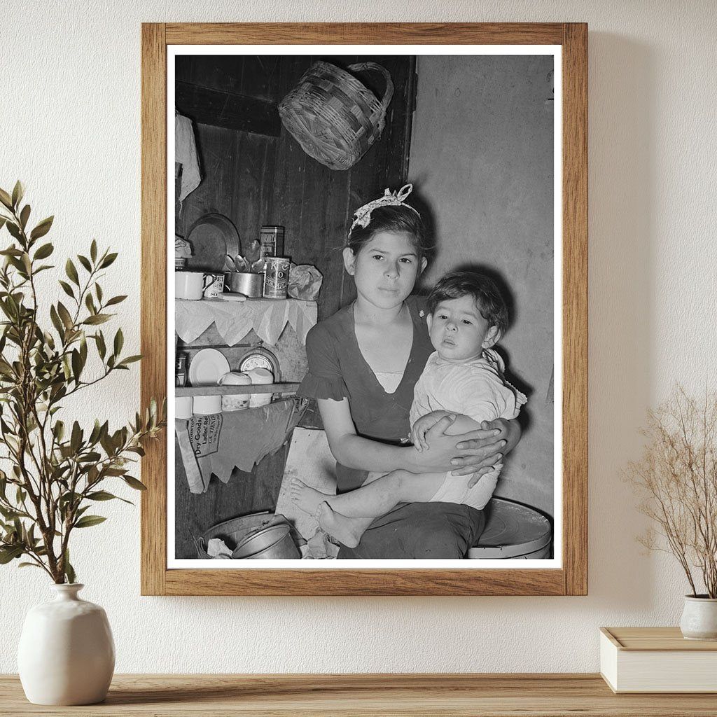 Mexican Girl with Baby Brother in Robstown Texas 1939