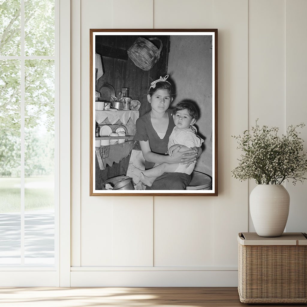 Mexican Girl with Baby Brother in Robstown Texas 1939