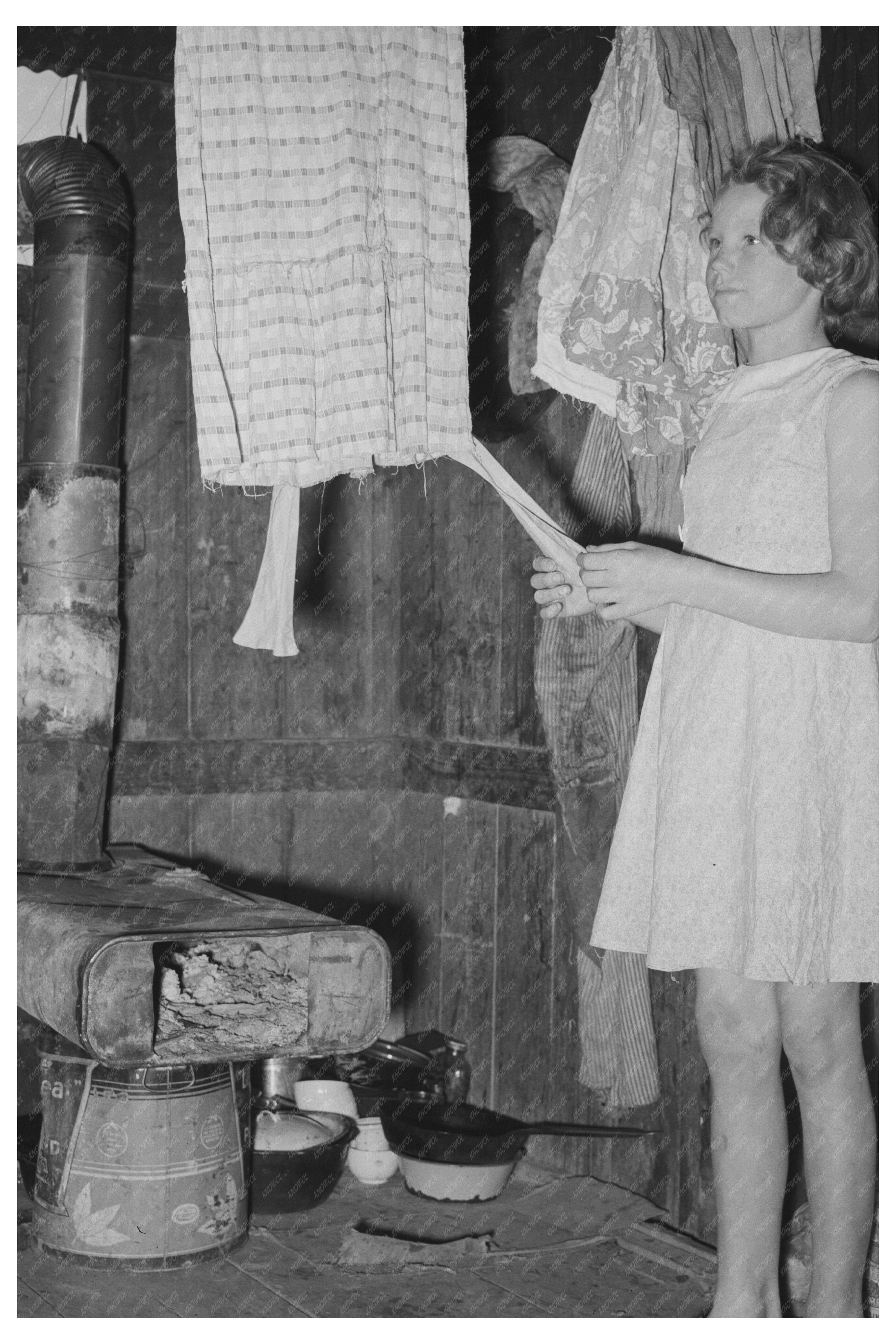 Mexican Girl with Hot Coals in Robstown Texas 1939