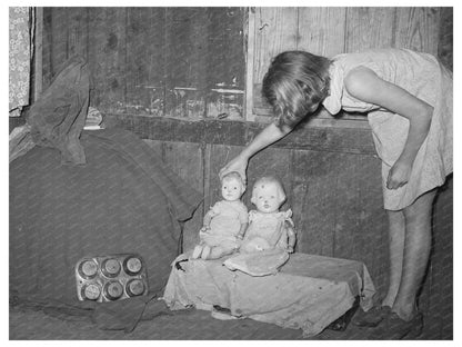 Mexican Girl Heating Water over Hot Coals Robstown 1939
