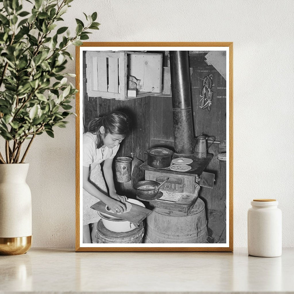 Mexican Girl Making Tortillas in Robstown Texas 1939