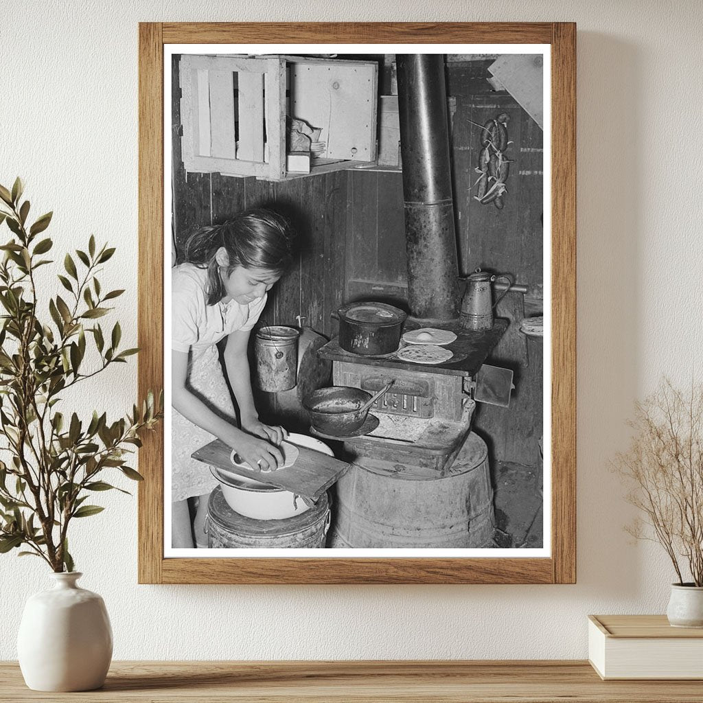 Mexican Girl Making Tortillas in Robstown Texas 1939