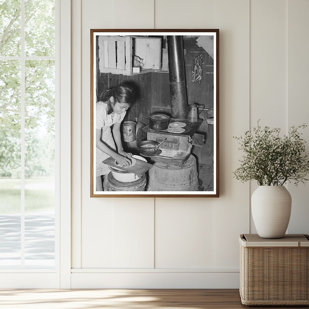 Mexican Girl Making Tortillas in Robstown Texas 1939