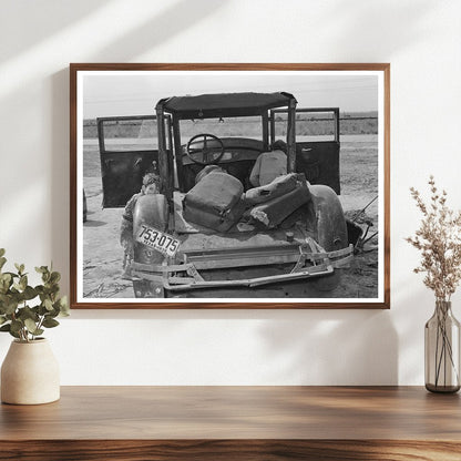 Migrant Worker Repairs Car in Harlingen Texas 1939