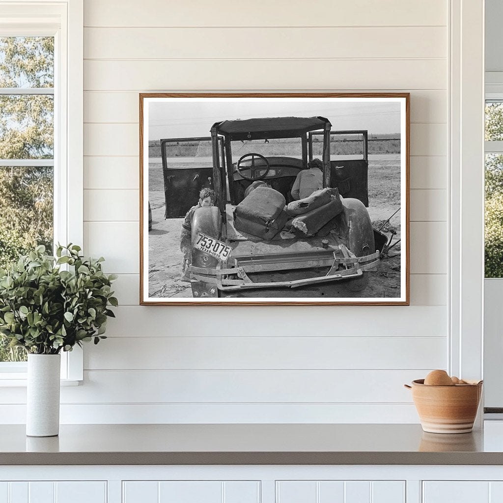 Migrant Worker Repairs Car in Harlingen Texas 1939
