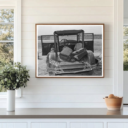Migrant Worker Repairs Car in Harlingen Texas 1939