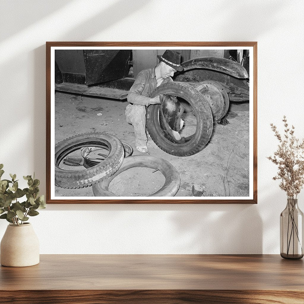 White Migrant Changing Tire Edinburg Texas February 1939