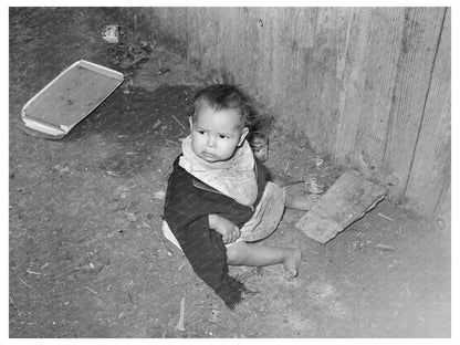 Mexican Child Playing Outside Corral Robstown Texas 1939