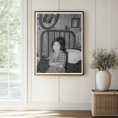 Mexican Girl on Bed in Crystal City Texas 1939