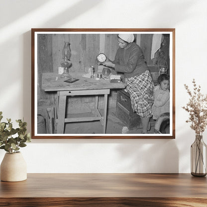 Mexican Woman Setting Clock in Crystal City 1939