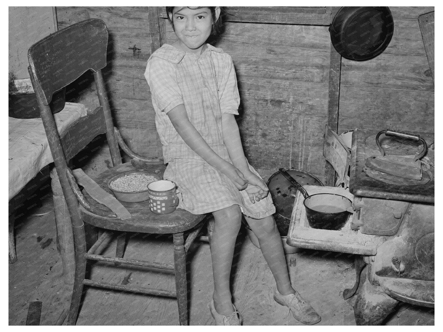 Mexican Child with Dried Beans Crystal City Texas 1939