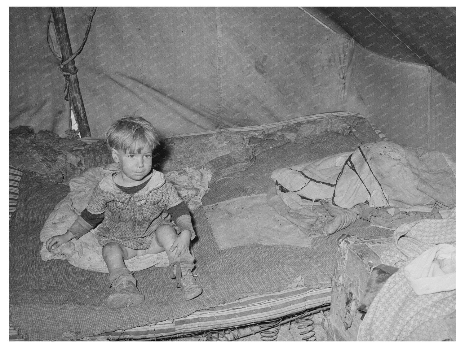 Migrant Child in Tent Home Corpus Christi Texas 1939