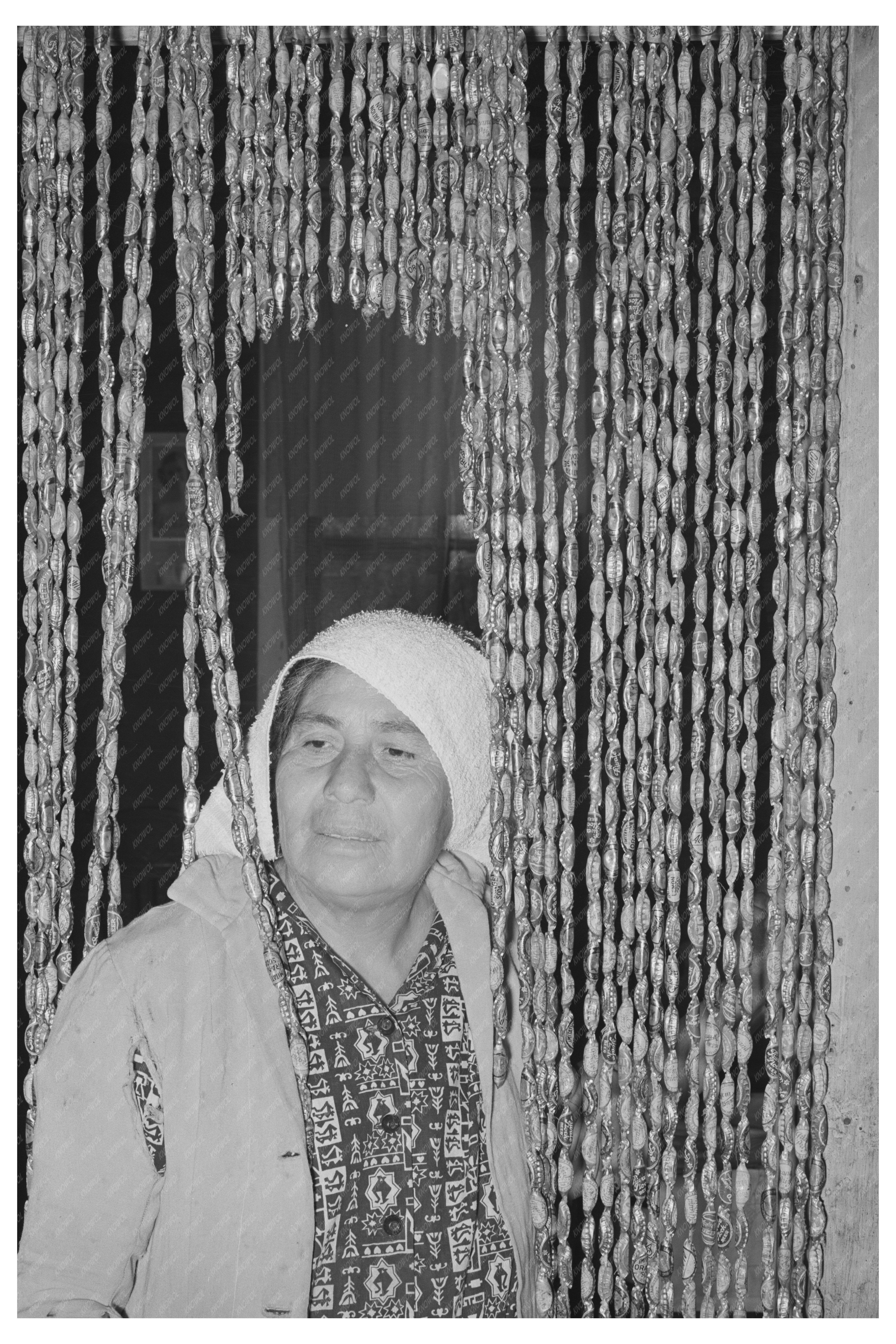 Mexican Housewife with Bottle Cap Curtain Crystal City 1939