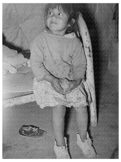 Mexican Child Resting in Bed Crystal City Texas 1939