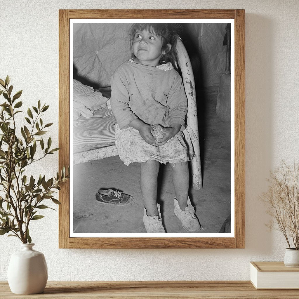 Mexican Child Resting in Bed Crystal City Texas 1939