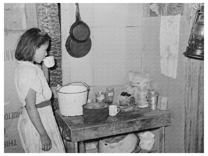Mexican Girl Drinking Water in San Antonio 1939