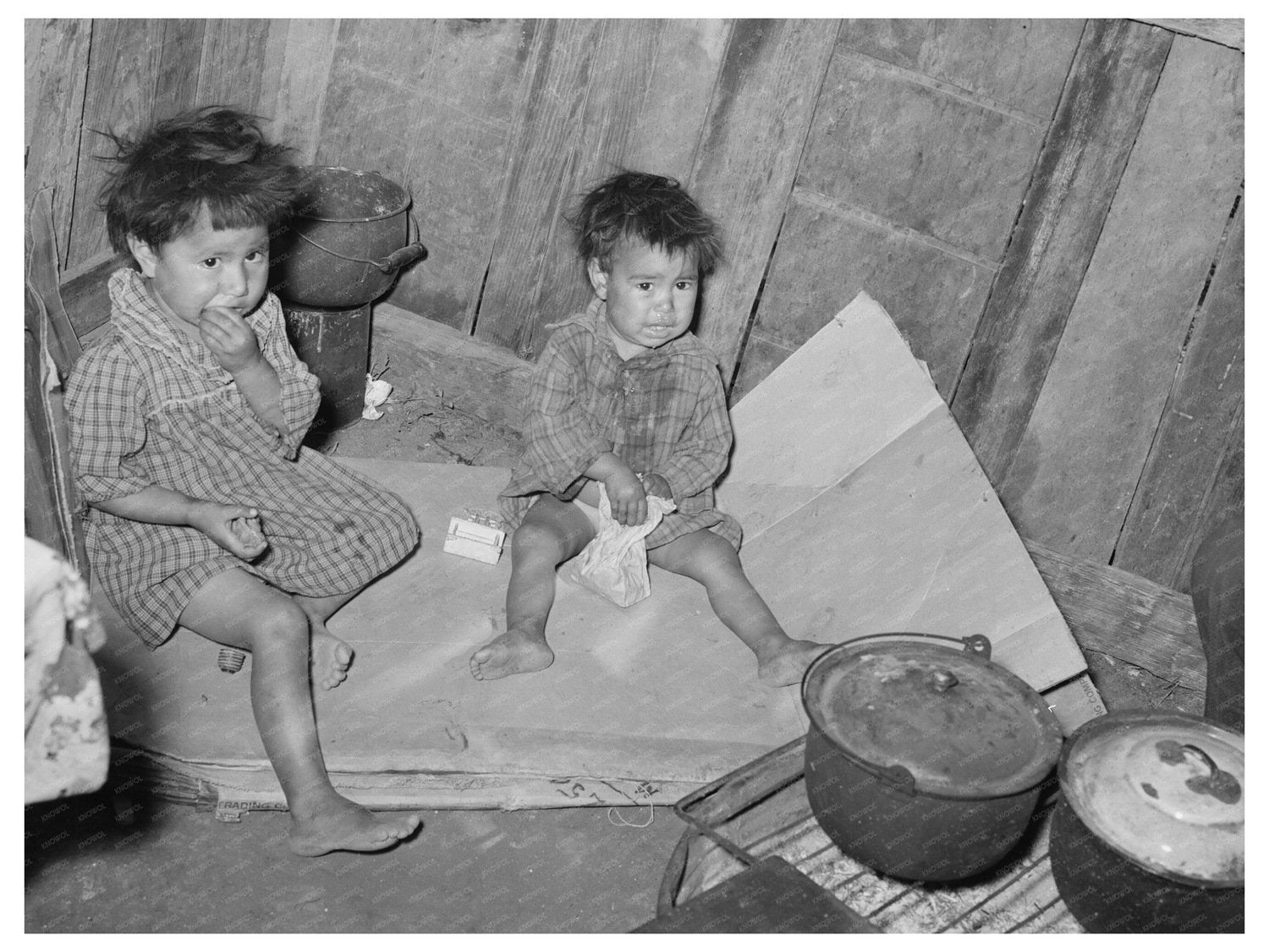 Mexican Children in Kitchen San Antonio Texas 1939