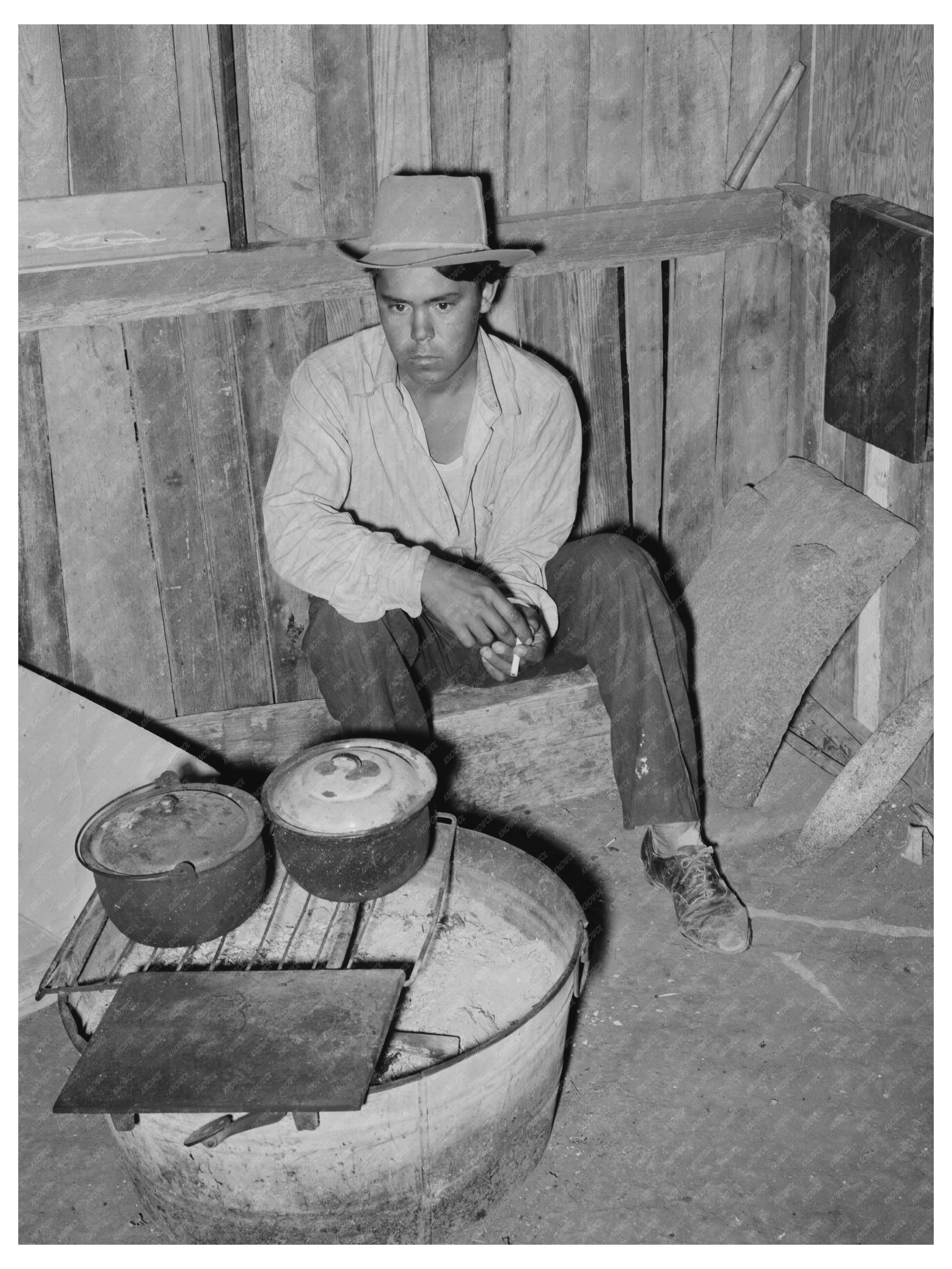 Mexican Man Cooking on Stove San Antonio Texas 1939