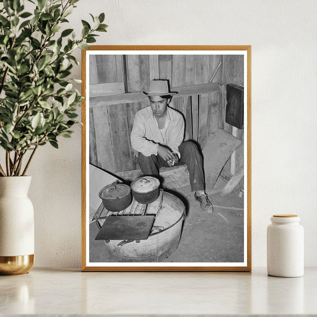 Mexican Man Cooking on Stove San Antonio Texas 1939