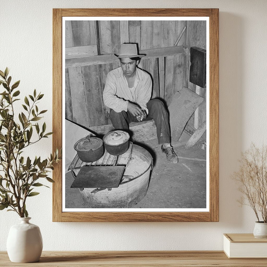 Mexican Man Cooking on Stove San Antonio Texas 1939