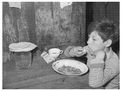 Vintage 1939 Photo of Mexican Boy Lunching in San Antonio