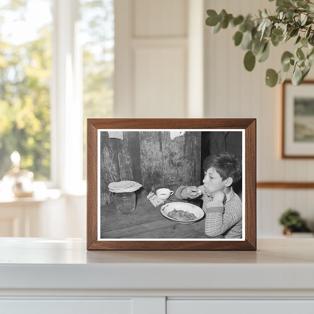 Vintage 1939 Photo of Mexican Boy Lunching in San Antonio