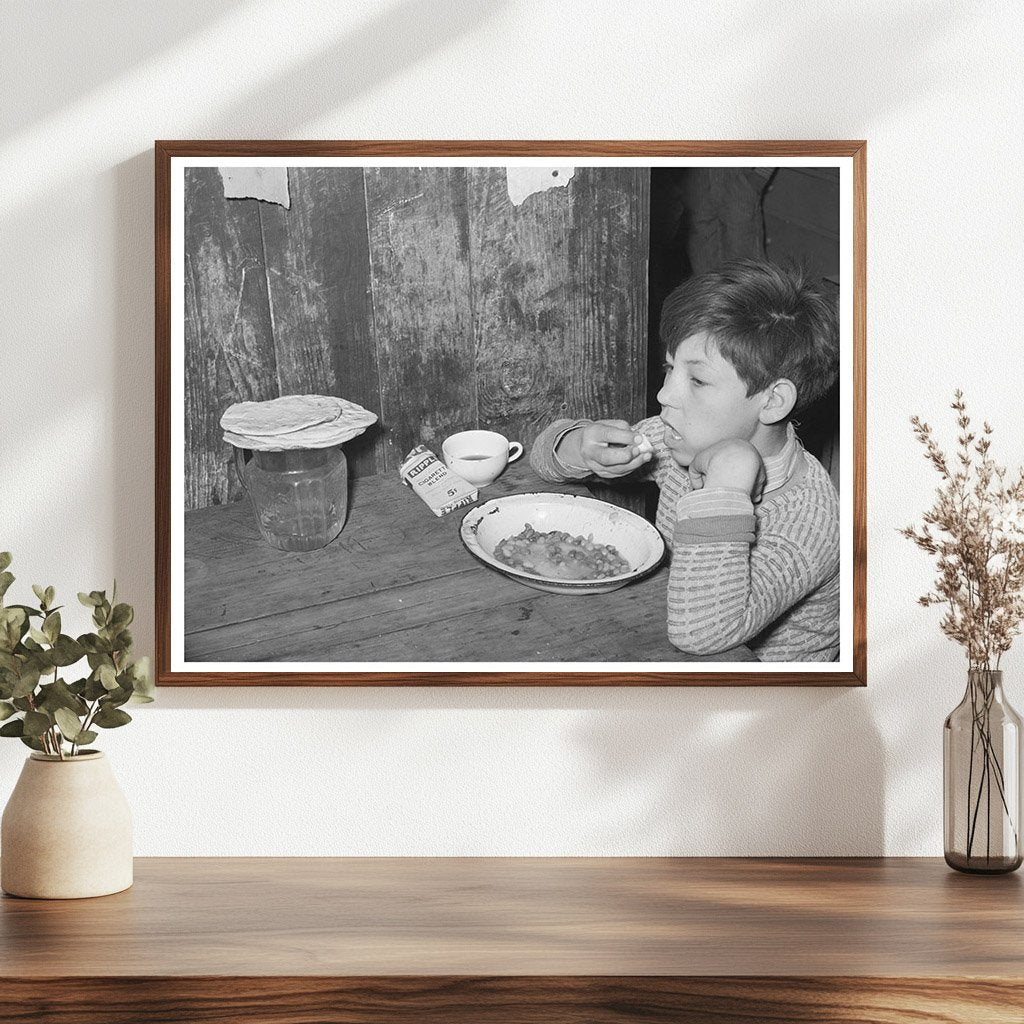 Vintage 1939 Photo of Mexican Boy Lunching in San Antonio