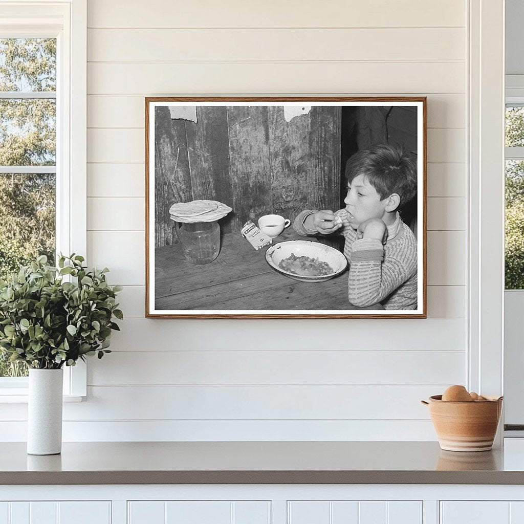 Vintage 1939 Photo of Mexican Boy Lunching in San Antonio