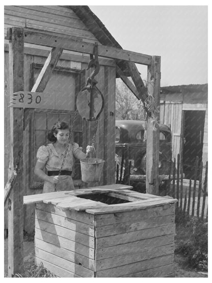 Mexican Girl Drawing Water from Well San Antonio 1939