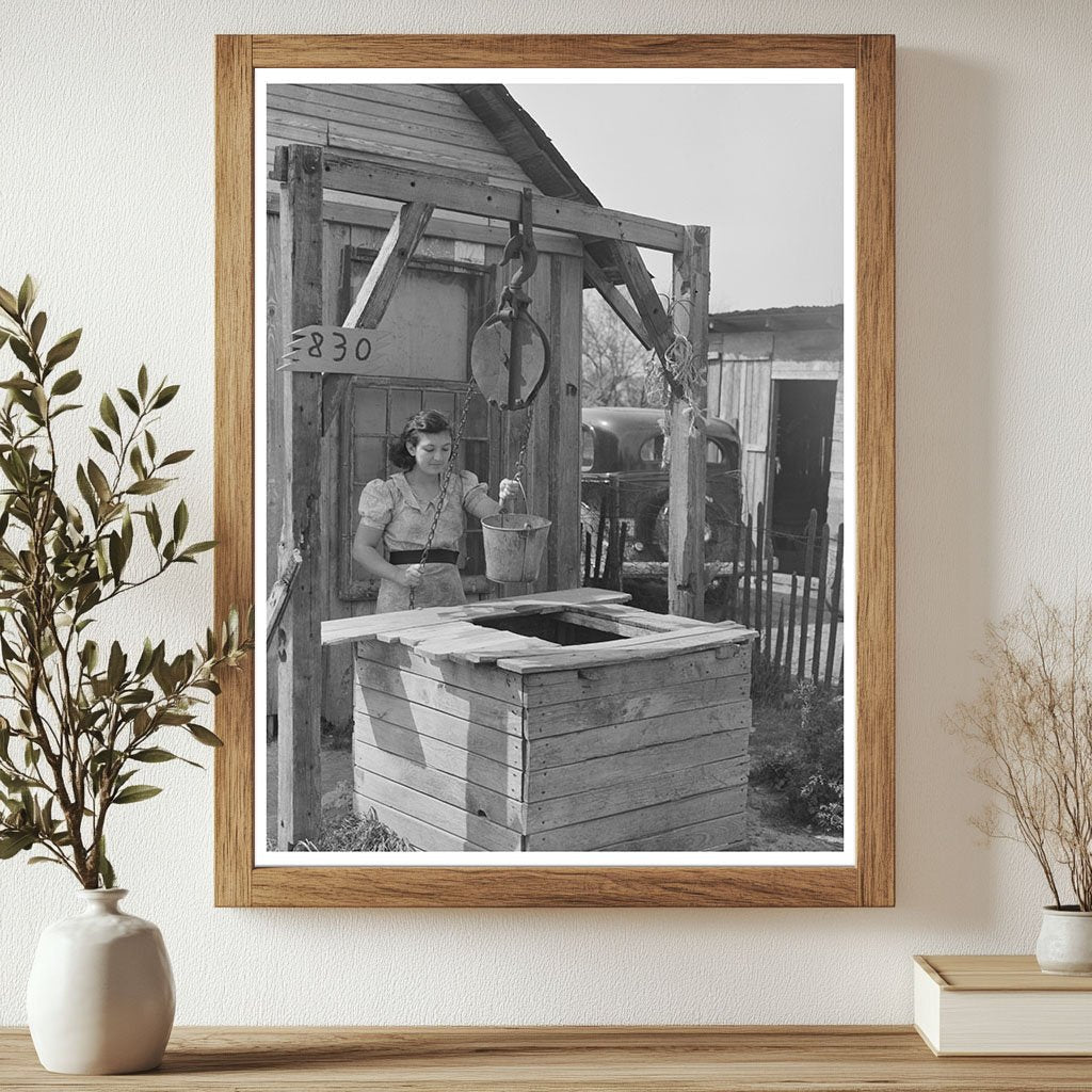 Mexican Girl Drawing Water from Well San Antonio 1939