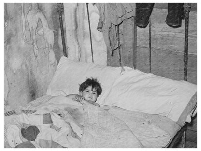 Vintage 1939 Black and White Photo of Sick Mexican Boy