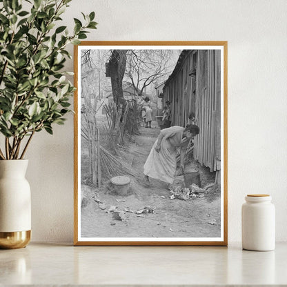 Mexican Woman Cleaning Backyard San Antonio 1939