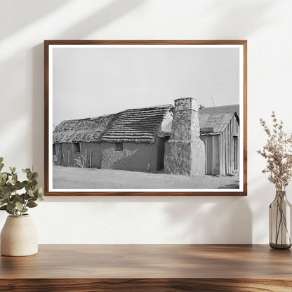 Vintage Adobe House with Palmetto Roof in Texas 1939