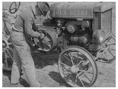 Young Boy Repairs Tractor Clutch El Indio Texas 1939