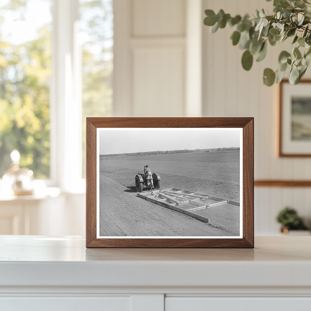 Tractor and Wooden Floater Soil Preparation Texas 1939