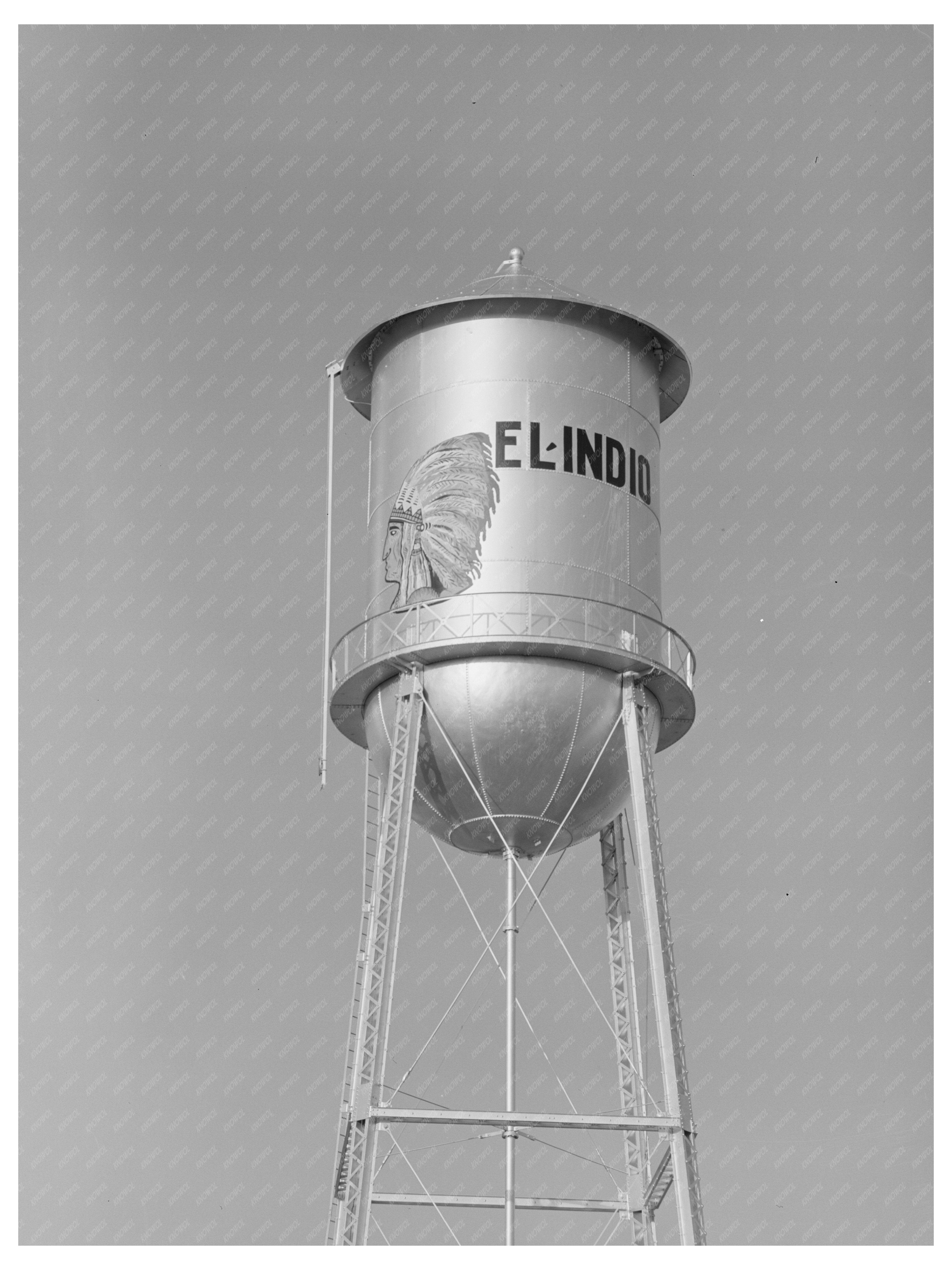 Vintage Water Tower in El Indio Texas March 1939