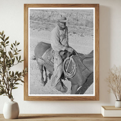 Cowboy on Horseback in Eagle Pass Texas March 1939