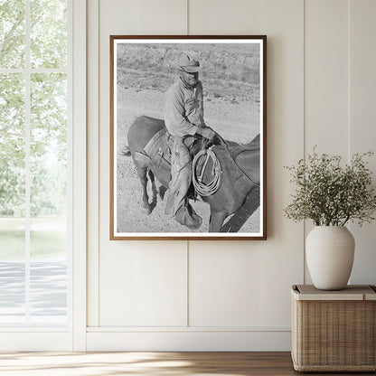 Cowboy on Horseback in Eagle Pass Texas March 1939