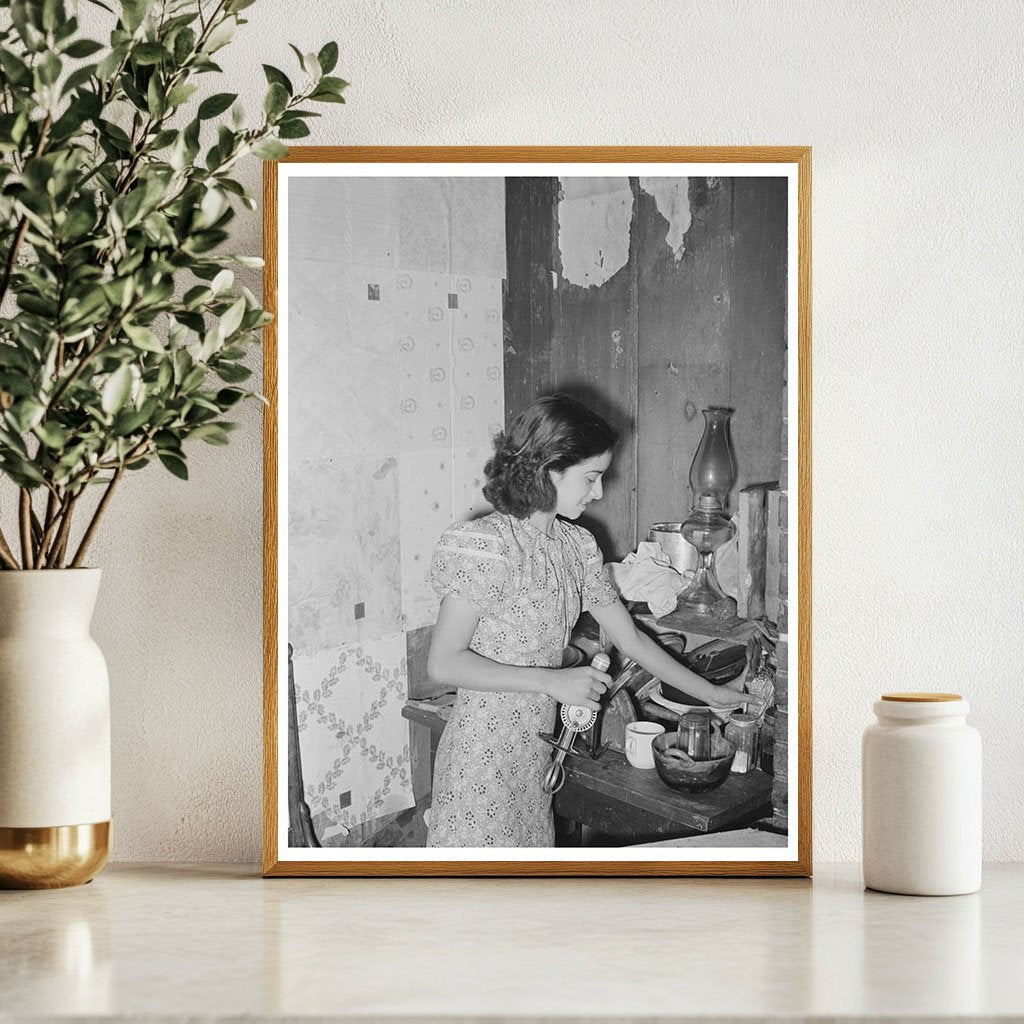 Mexican Girl Arranging Kitchen in San Antonio 1939