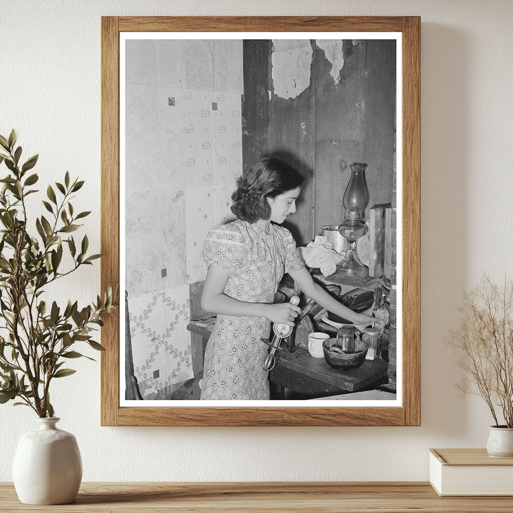 Mexican Girl Arranging Kitchen in San Antonio 1939