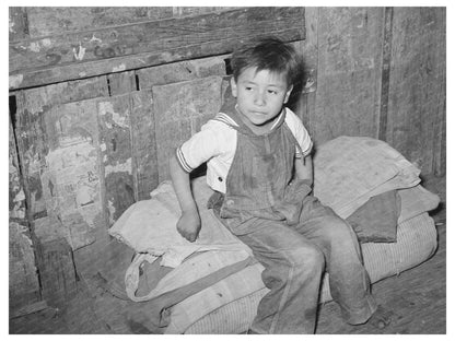 Mexican Boy on Bedroll in San Antonio Texas 1939