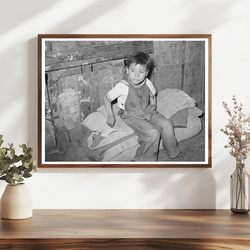 Mexican Boy on Bedroll in San Antonio Texas 1939