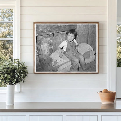 Mexican Boy on Bedroll in San Antonio Texas 1939