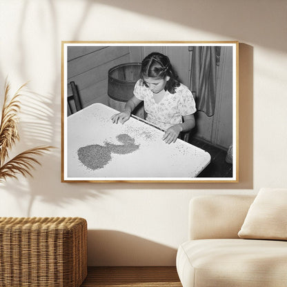Mexican Girl Shelling Pecans San Antonio 1939