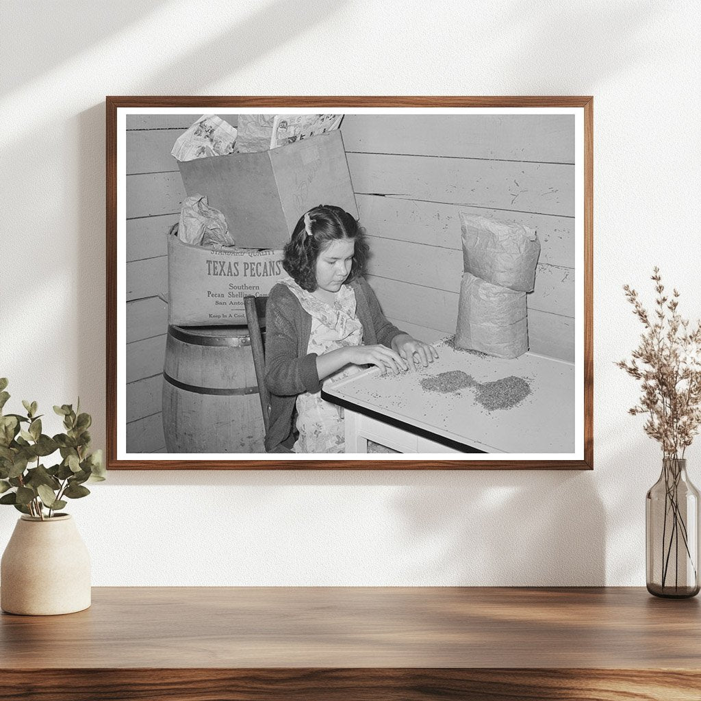Mexican Girl Shelling Pecan Meats San Antonio 1939